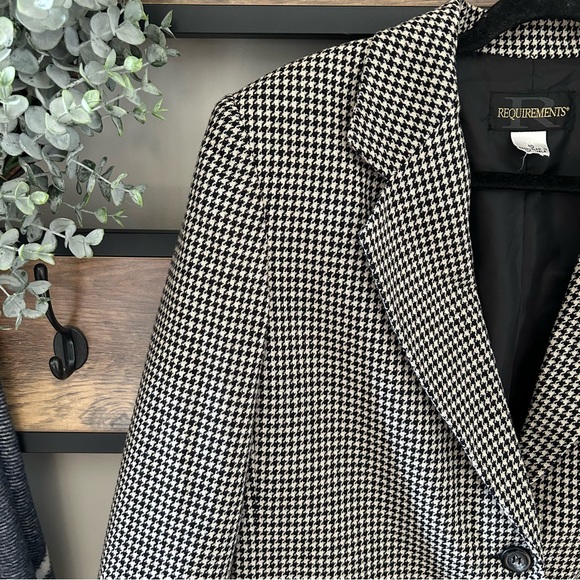 REQUIREMENTS Oversized Blazer Black & White Houndstooth Print Academia Sz 10 - Picture 5 of 7